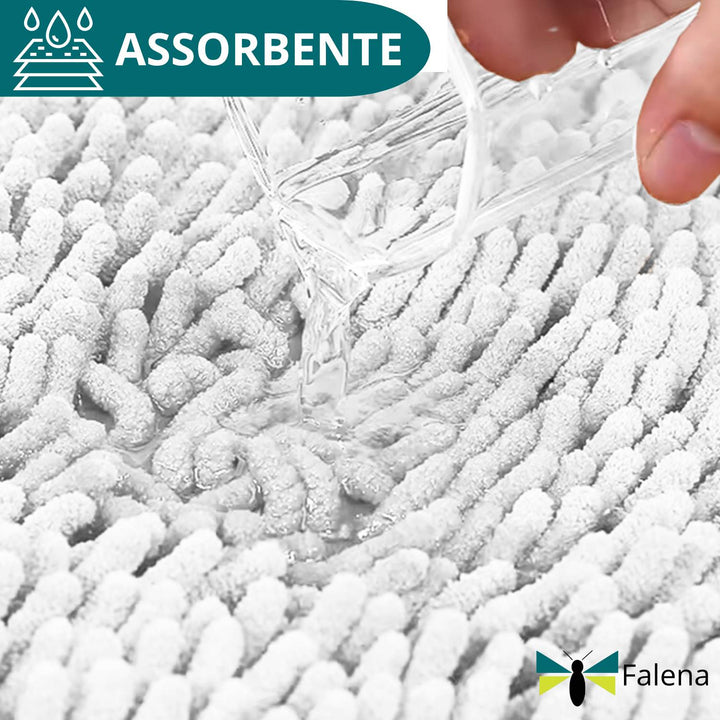 Falena Tappeto Bagno Assorbente Soffice, tappetino doccia Lavabile in lavatrice, 100% in tessuto poliestere con fondo antiscivolo