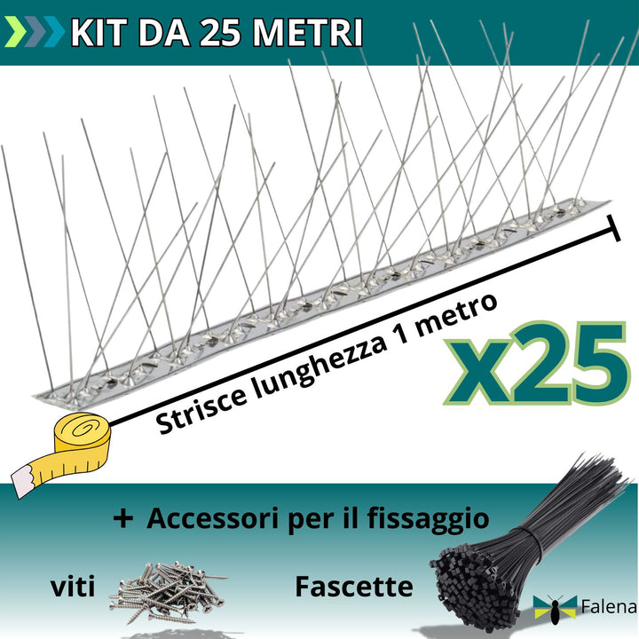 Dissuasori per Piccioni Scaccia Volatili Roditori da esterno in Acciaio Inox con 80 Spuntoni già montati varie misure
