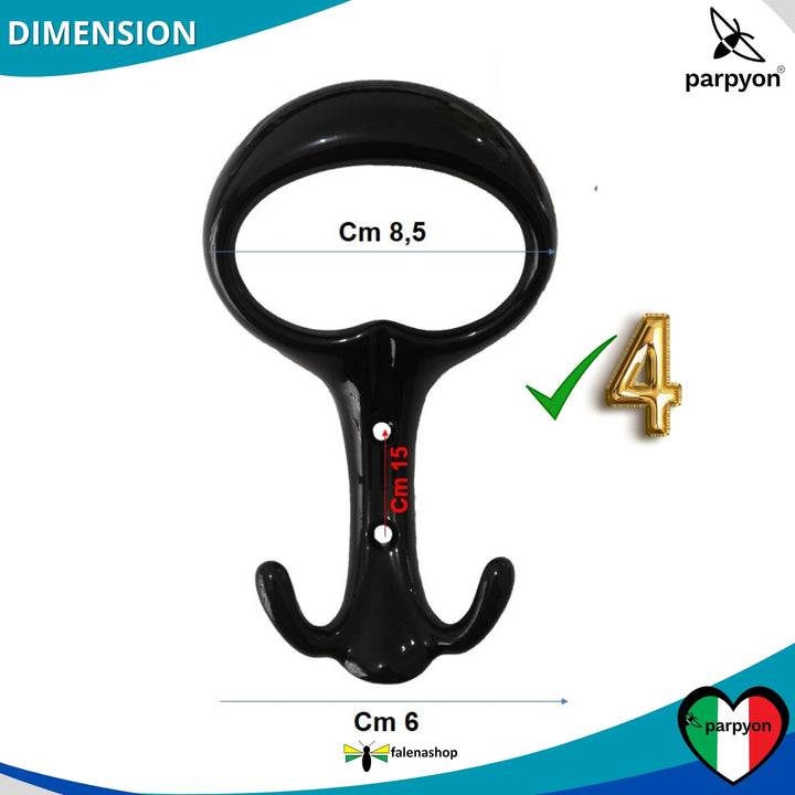 Appendiabiti a parete, 4 ganci attaccapanni a muro (MOD.107)