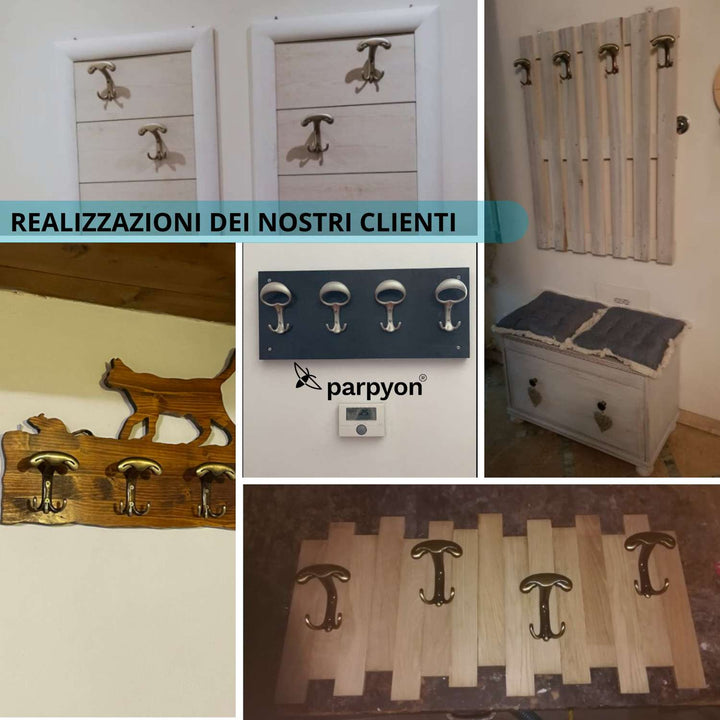 Appendiabiti a parete, 4 ganci attaccapanni da muro (MOD.106)