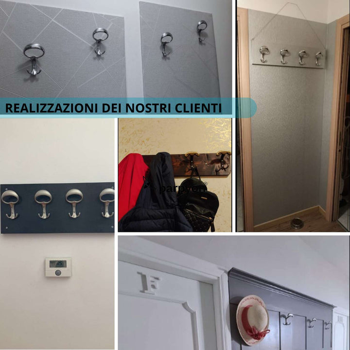 Appendiabiti a parete, 4 ganci attaccapanni a muro (MOD.107)