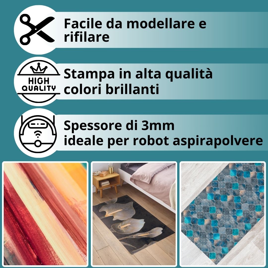 Tappeto cucina Lavabile Antiscivolo ETNA aderente al pavimento