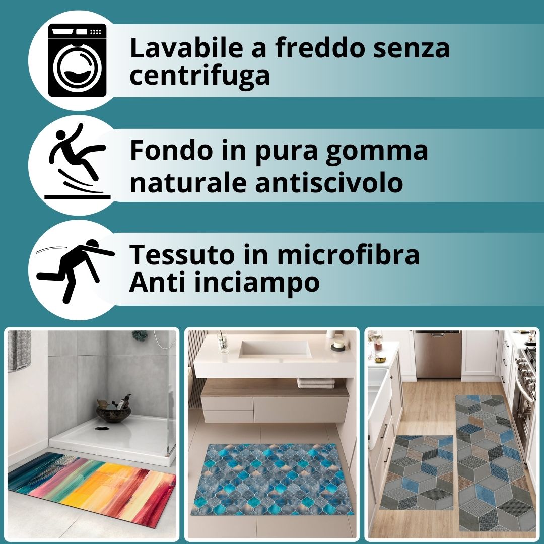 Tappeto cucina Lavabile Antiscivolo ETNA aderente al pavimento