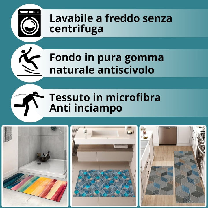 Tappeto cucina Lavabile Antiscivolo ETNA aderente al pavimento