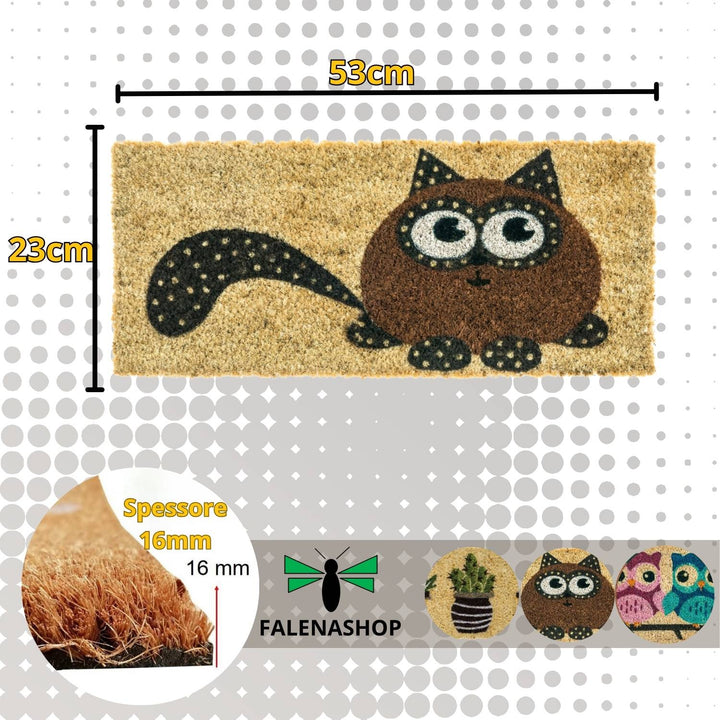 Zerbino Ingresso casa Divertente Simpatico cm 23X53 Tappeto Antiscivolo in Cocco