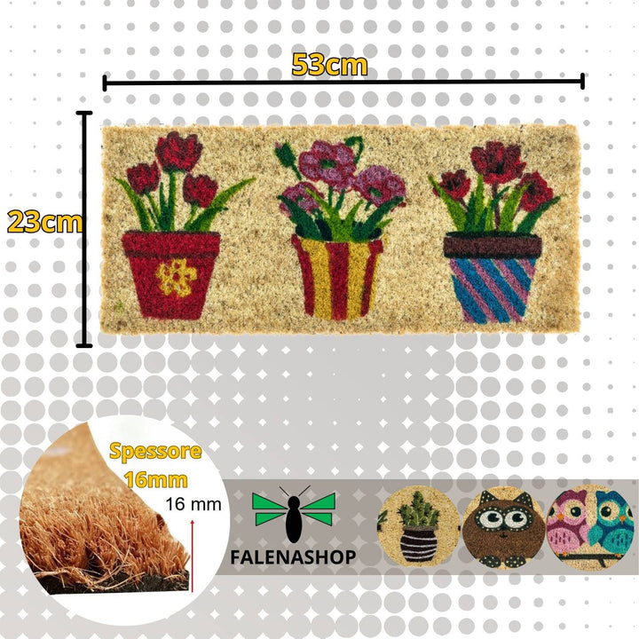 Zerbino Ingresso casa Divertente Simpatico cm 23X53 Tappeto Antiscivolo in Cocco