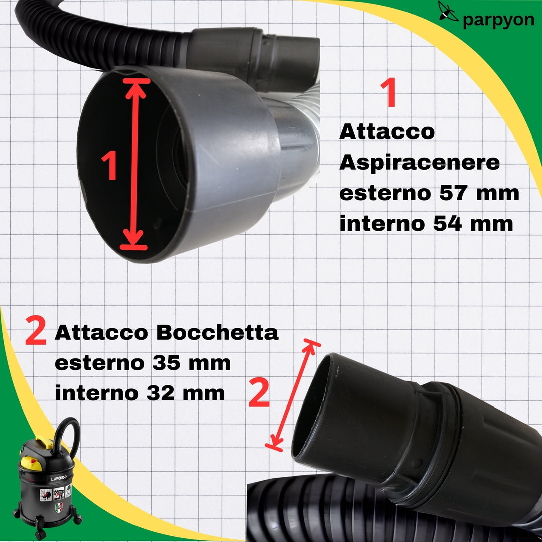 Lavor tubo aspiracenere 1,5mt ricambio bidone aspiraceneri ashley