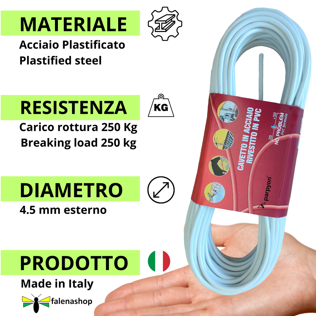 Filo per stendere il bucato da esterno d.4,5mm + KIT a Muro