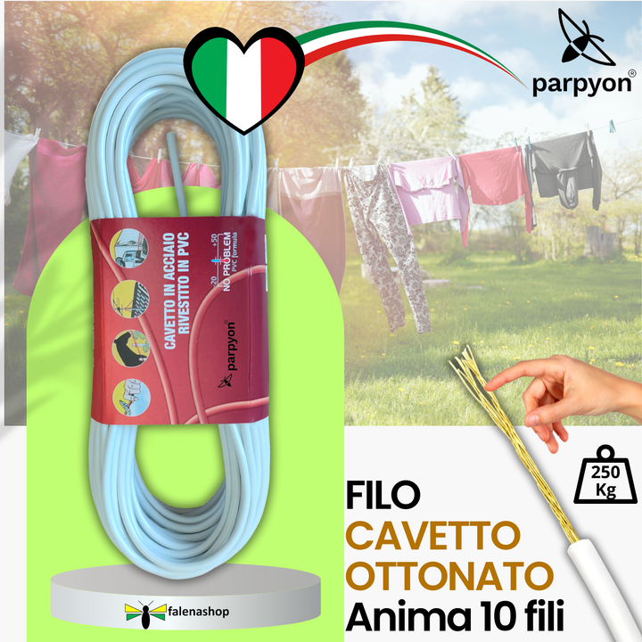 Filo per stendere il bucato da esterno d.4,5mm + KIT a Muro