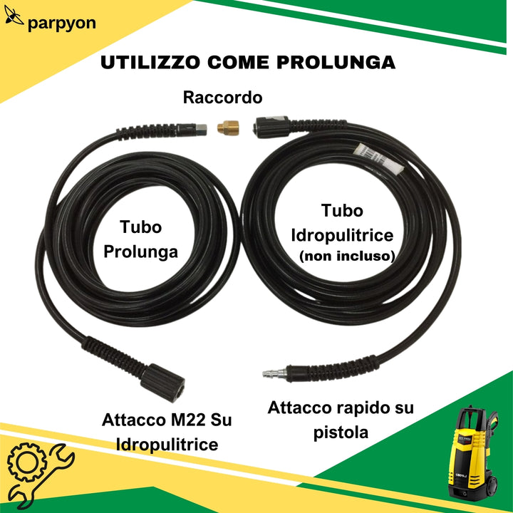 Lavor tubo prolunga 6mt + raccordo m22 ¼ idropulitrice lavorwash