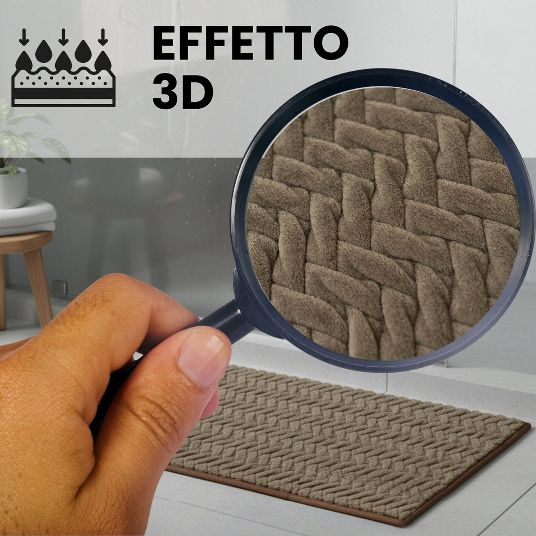 Tappeto Bagno Antiscivolo e Lavabile Dune Marrone, Soffice Assorbente e Resistente