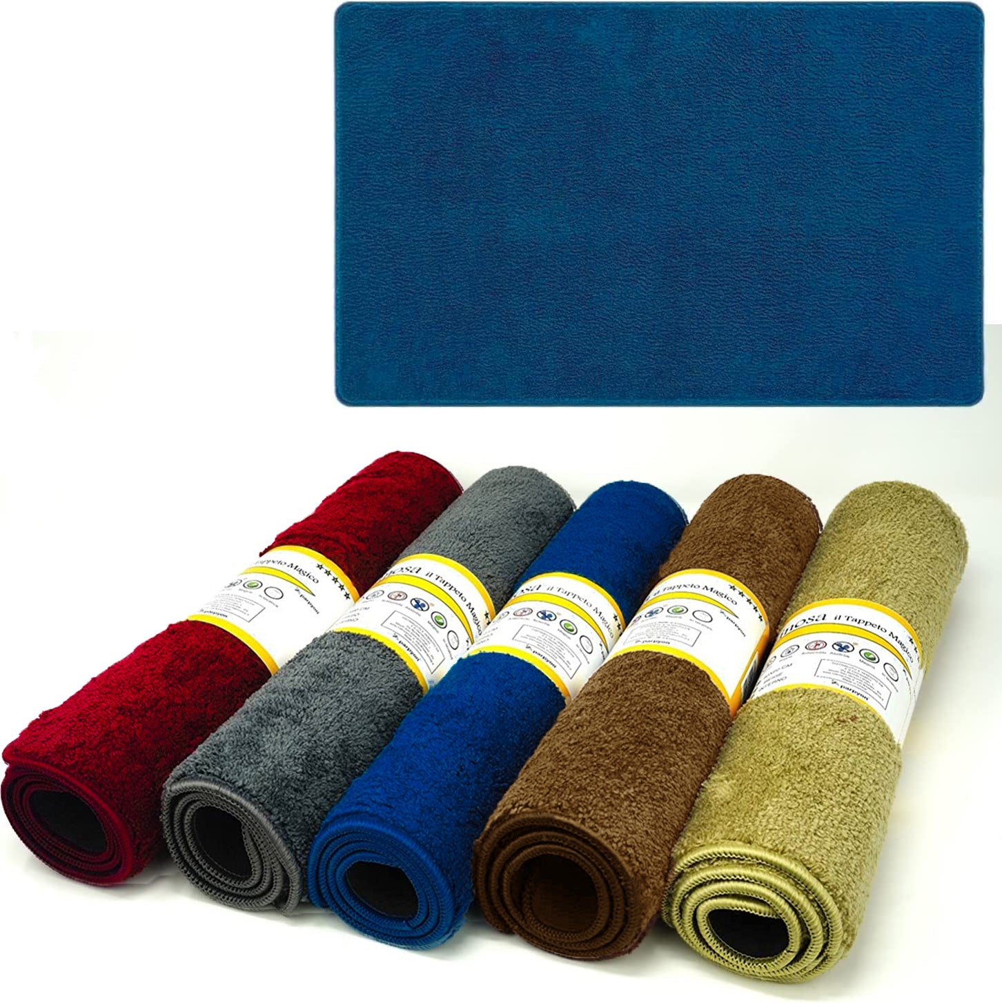 Tappeto bagno antiscivolo Linosa asciugapasso ingresso tappeto MAGICO in microfibra #colore_azzurro
