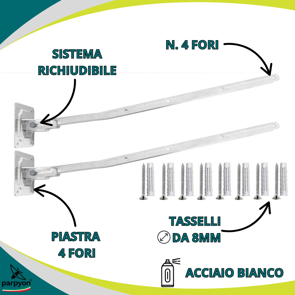 Bracci Stendibiancheria da parete esterno #colore_bianco