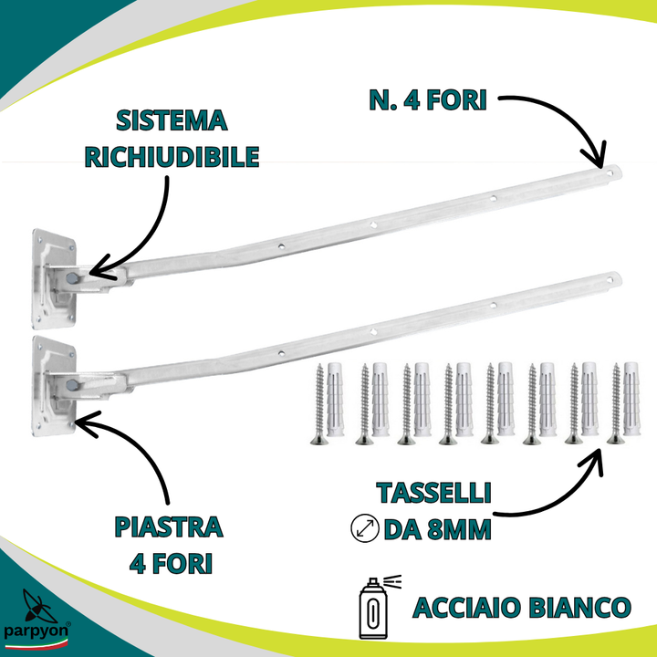Bracci Stendibiancheria da parete esterno #colore_bianco