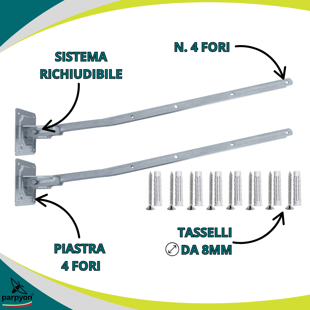 Bracci Stendibiancheria da parete esterno#colore_acciaio-zincato