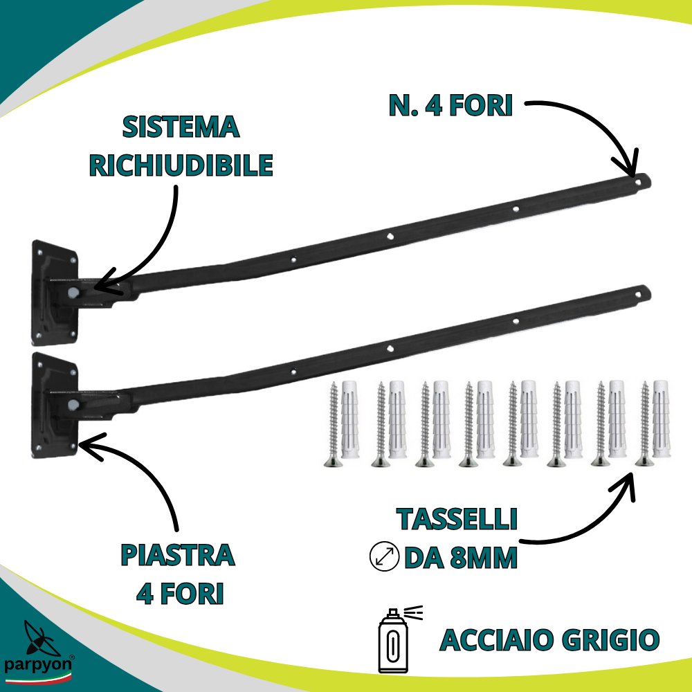 Bracci Stendibiancheria da parete esterno #colore_grigio-scuro