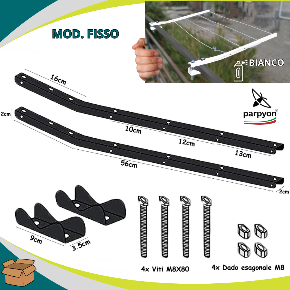 Bracci Stendibiancheria da balcone esterno bianco fisso #colore_bianco