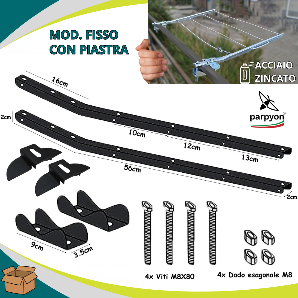 Bracci Stendibiancheria da balcone esterno nichel#colore_acciaio-zincato