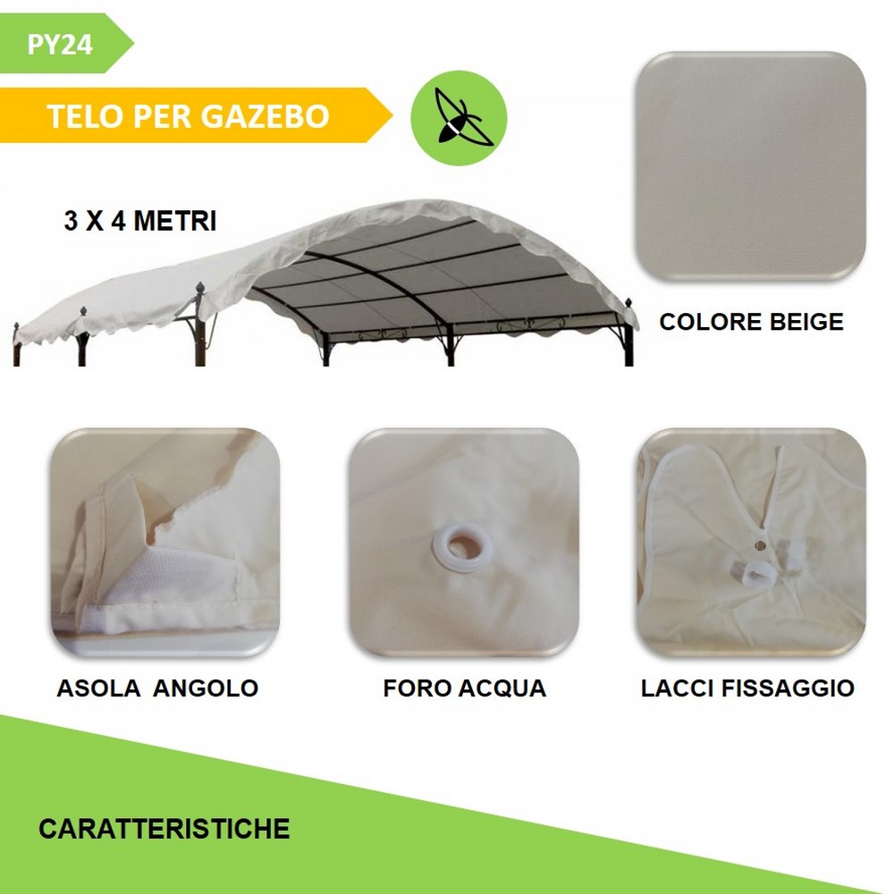 Telo gazebo 3x4  ONDA [OCCASIONE] Copertura in tessuto poliestere
