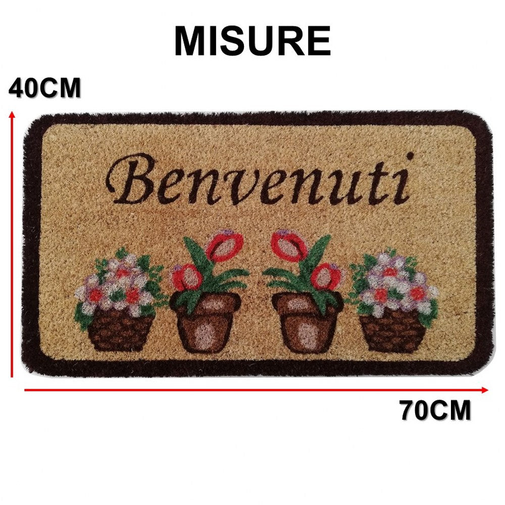 Zerbino ingresso casa in cocco Benvenuti CM 40x70