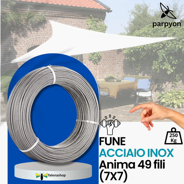 Fune Acciaio INOX AISI 316 per Esterno 49F.- D.5mm