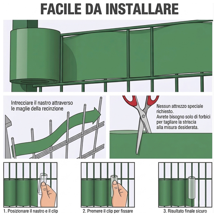 Falena Strisce Frangivista per Balcone, Fascia Privacy per Recinzione o cancello in PVC