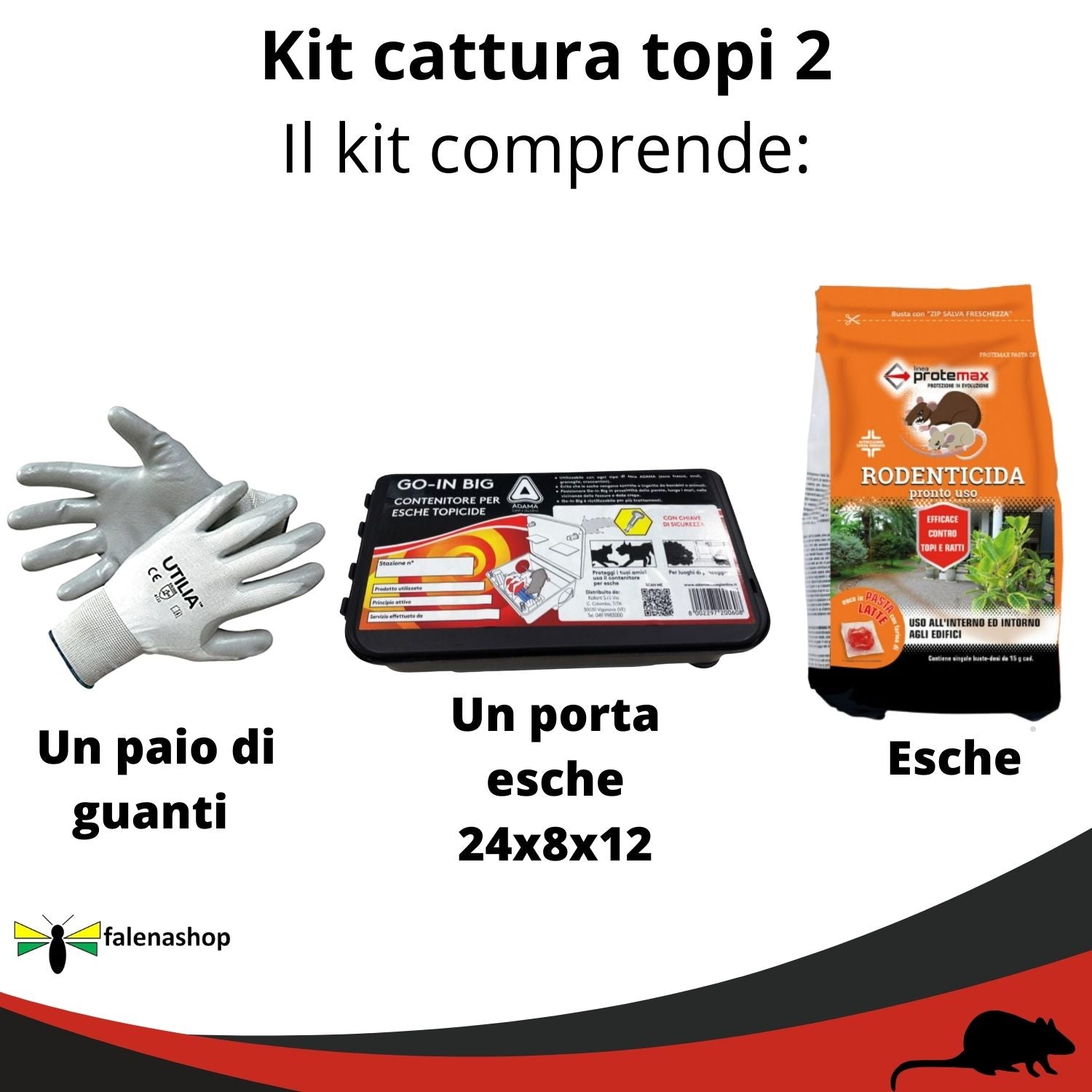 Cattura Topi e Ratti Kit contenitore + esche e guanti - Mod.2 falenashop.myshopify.com