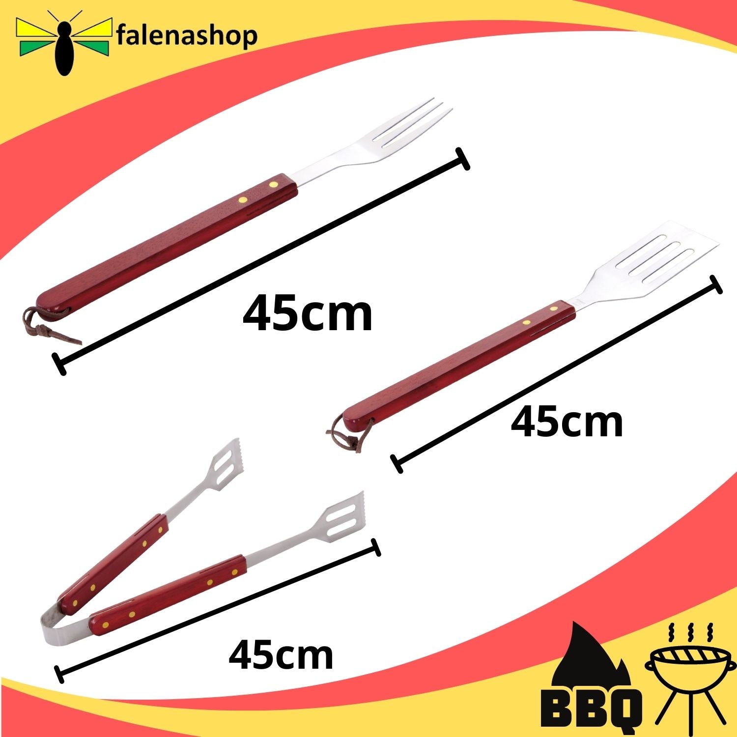 Attrezzi Barbecue Set 5 pz con Manico in Legno + Accessori falenashop.myshopify.com