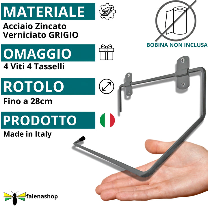 Portarotolo industriale a muro Argento Mod.3A