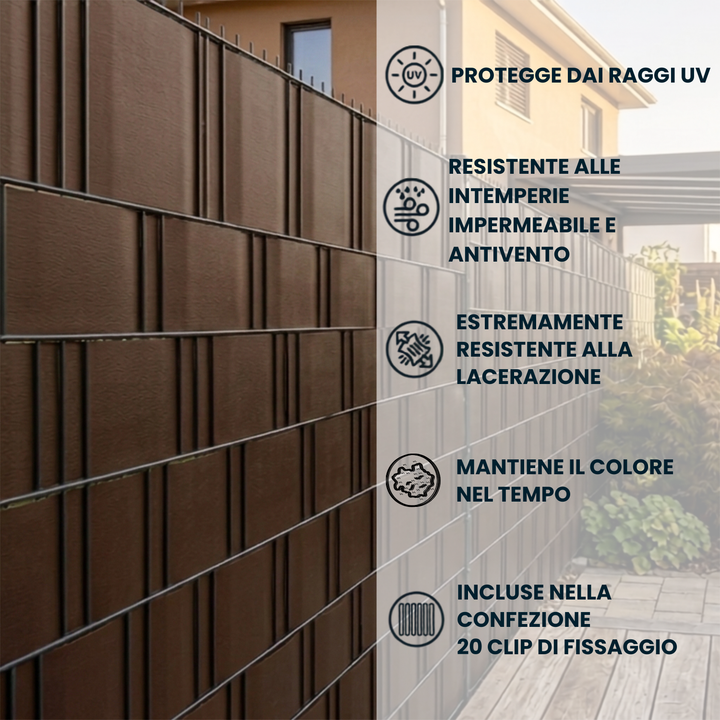 Falena Strisce Frangivista per Balcone, Fascia Privacy per Recinzione o cancello in PVC