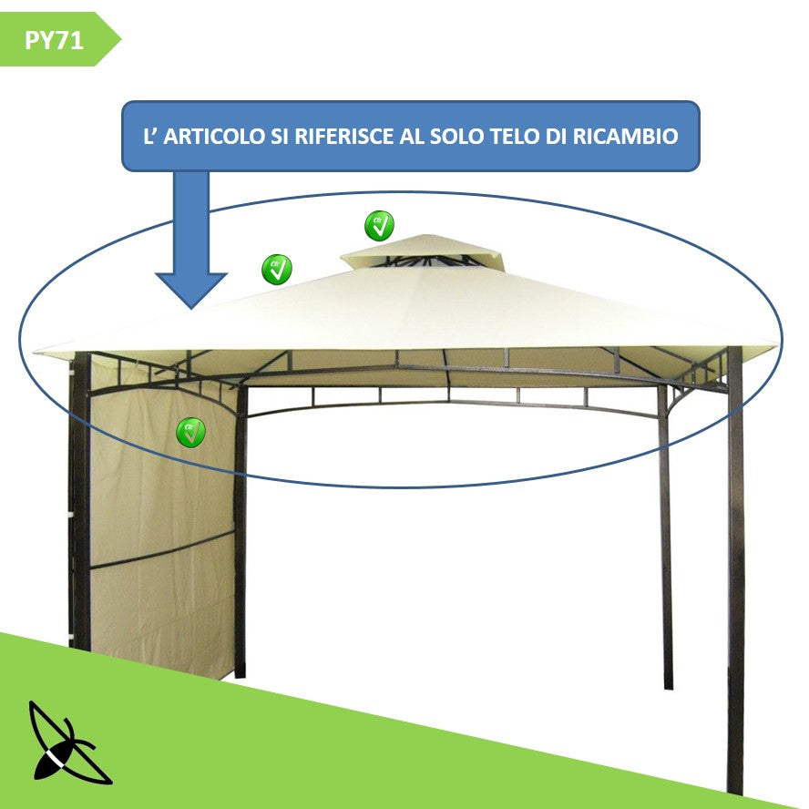 Telo gazebo 3.30X3.30 ANTIGUA [OCCASIONE] Copertura per gazebo da giardino