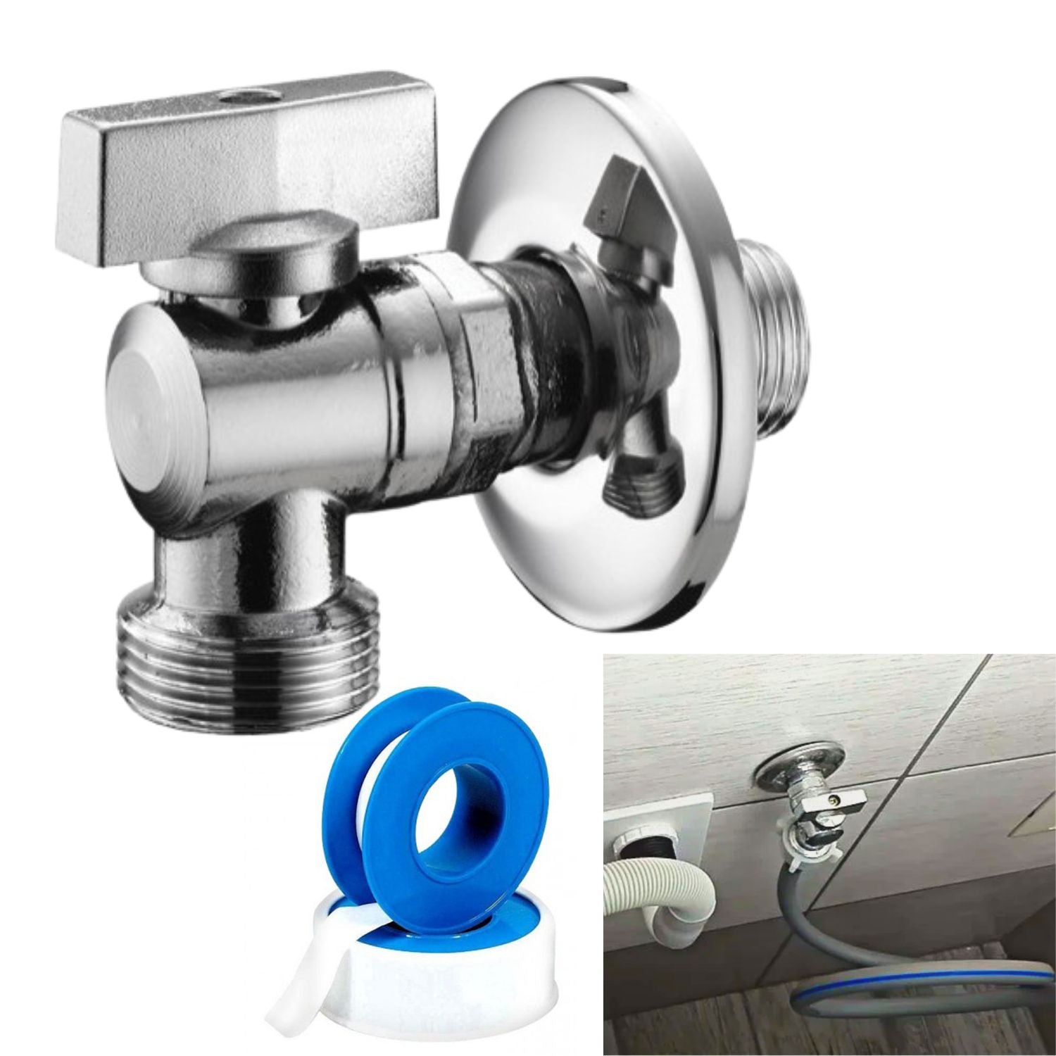 Rubinetto Lavatrice a muro 1/2"  + nastro guarnizione accessori falenashop.myshopify.com
