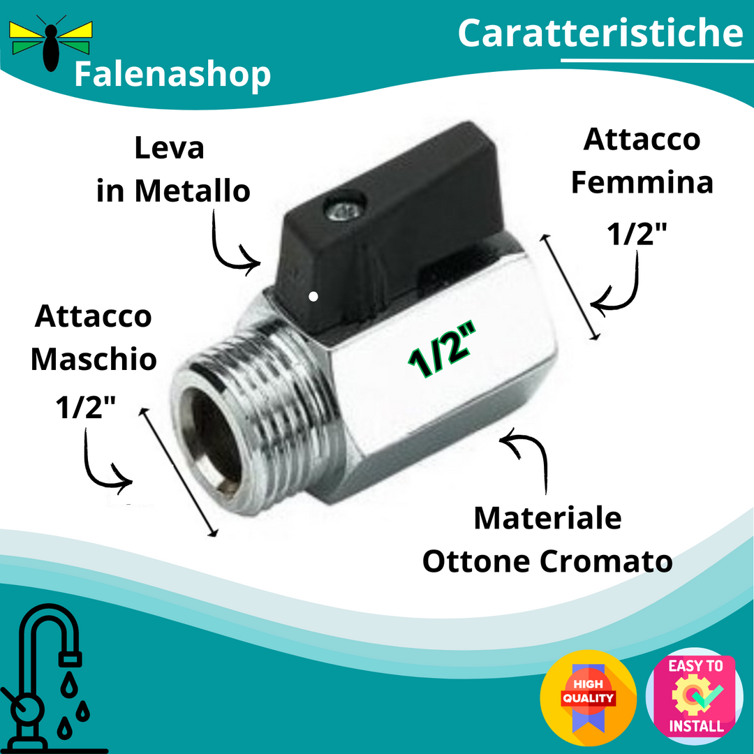 Valvola a sfera MF 1/2"" con leva in metallo