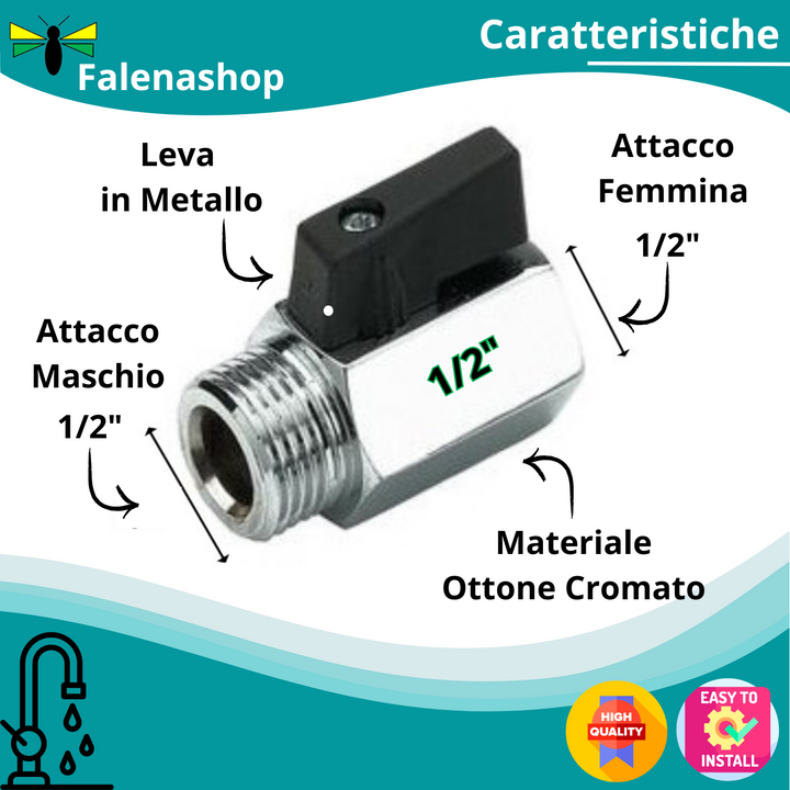 Valvola a sfera MF 1/2"" con leva in metallo