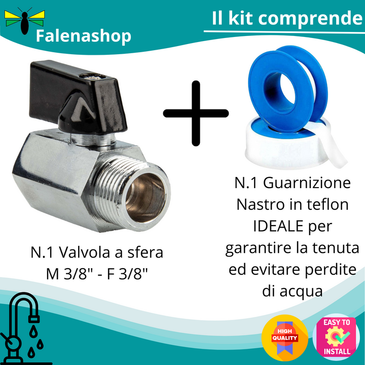 Valvola a sfera MF 3/8" con leva in metallo