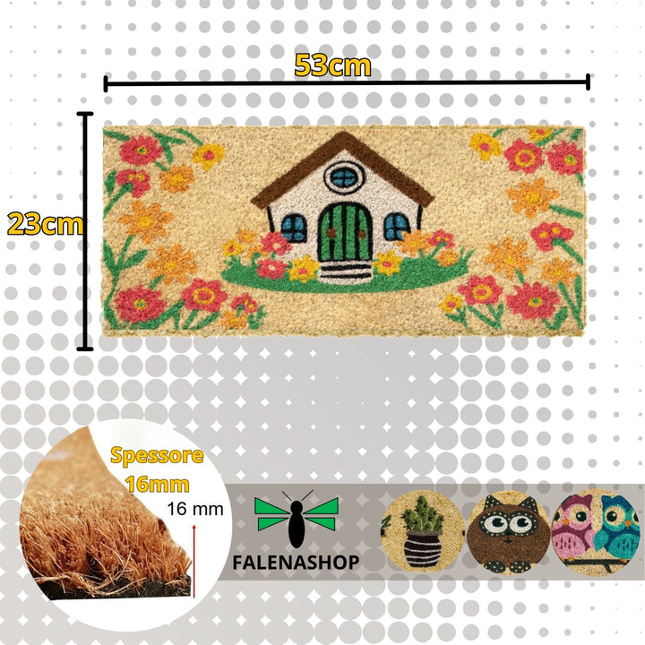 Zerbino Ingresso casa Divertente Simpatico cm 23X53 Tappeto Antiscivolo in Cocco