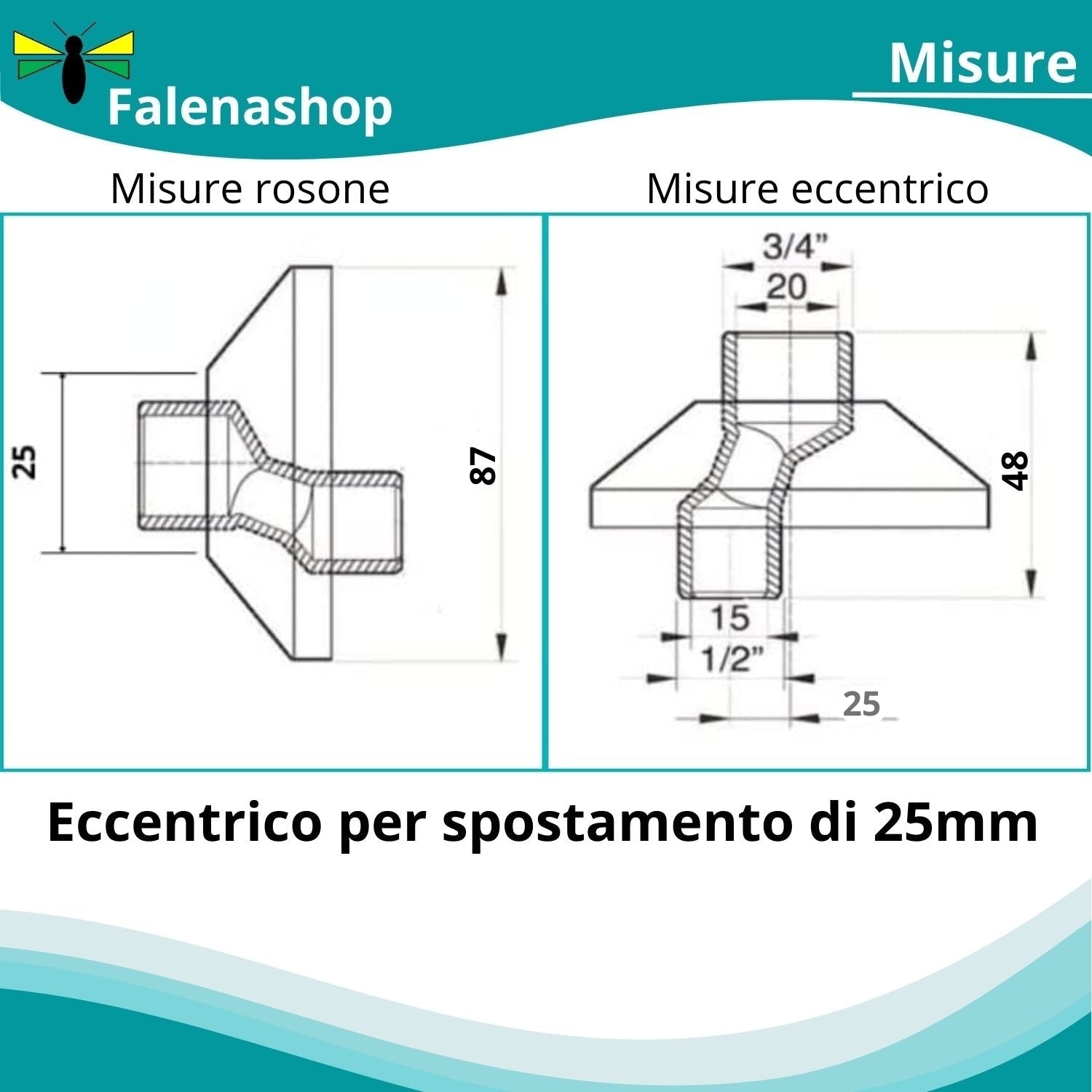 Raccordo Eccentrico per Tubo acqua 1/2"-3/4" MM25 falenashop.myshopify.com