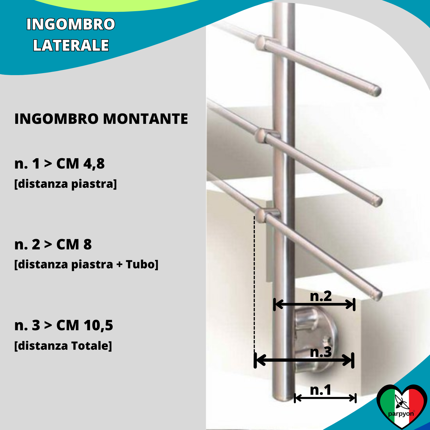 Montante per Ringhiera Fissaggio Laterale falenashop.myshopify.com