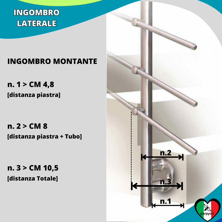 Montante per Ringhiera Fissaggio Laterale