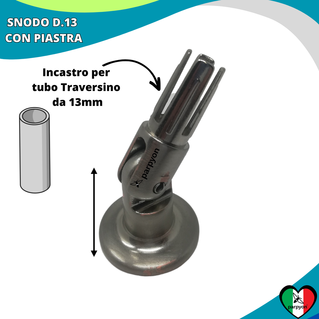 Accessori Ringhiera - Piastra a muro Snodo Tubo D. 13mm -4pz