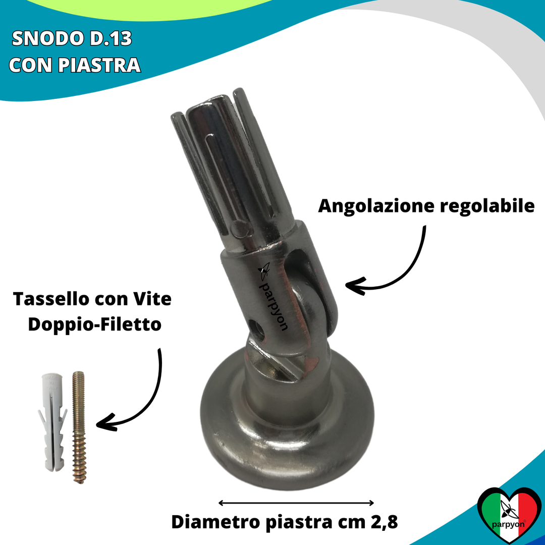 Accessori Ringhiera - Piastra a muro Snodo Tubo D. 13mm -4pz