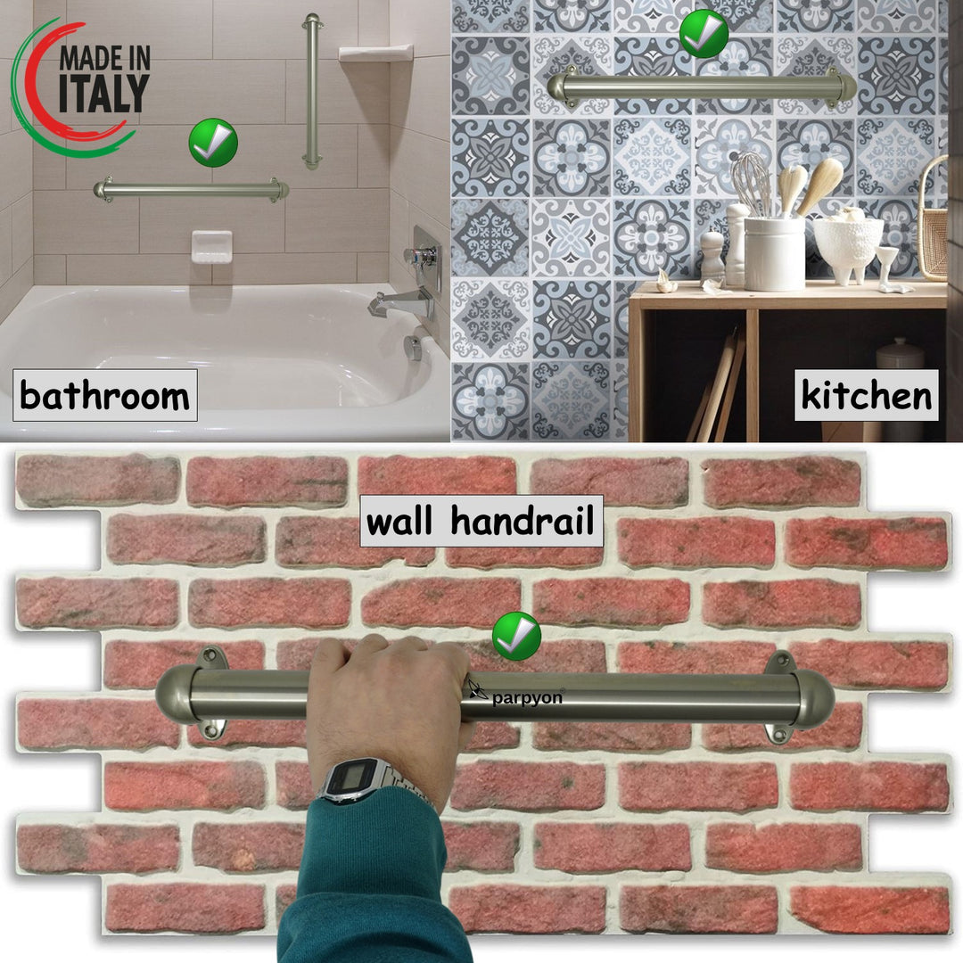 Corrimano in Acciaio Inox D.32mm con supporti Mod.M19