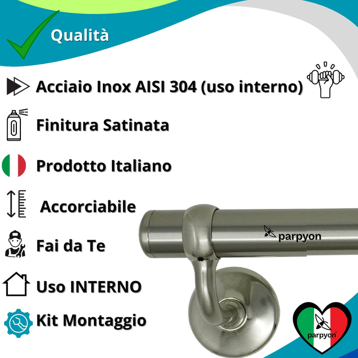 Corrimano a muro in Acciaio Inox Ringhiera Passamano a parete