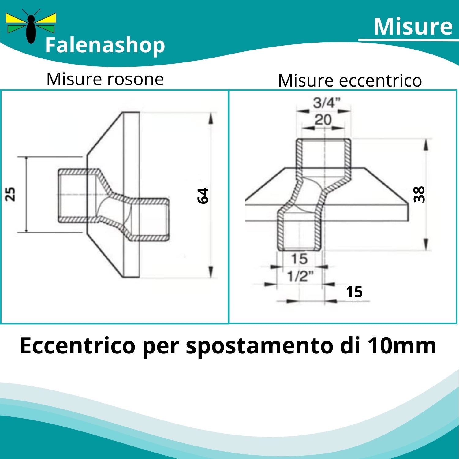 Raccordo Eccentrico per Tubo acqua 1/2"-3/4" MM10 falenashop.myshopify.com