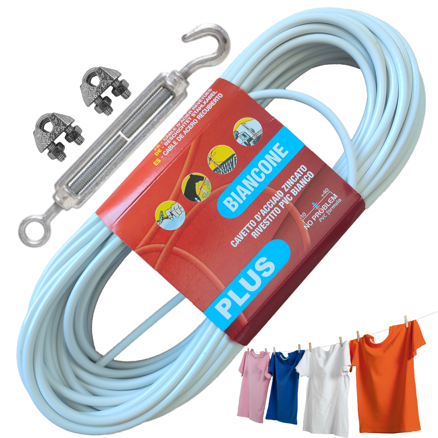 Filo per stendere il bucato da esterno PLUS 42 FILI + KIT falenashop.myshopify.com