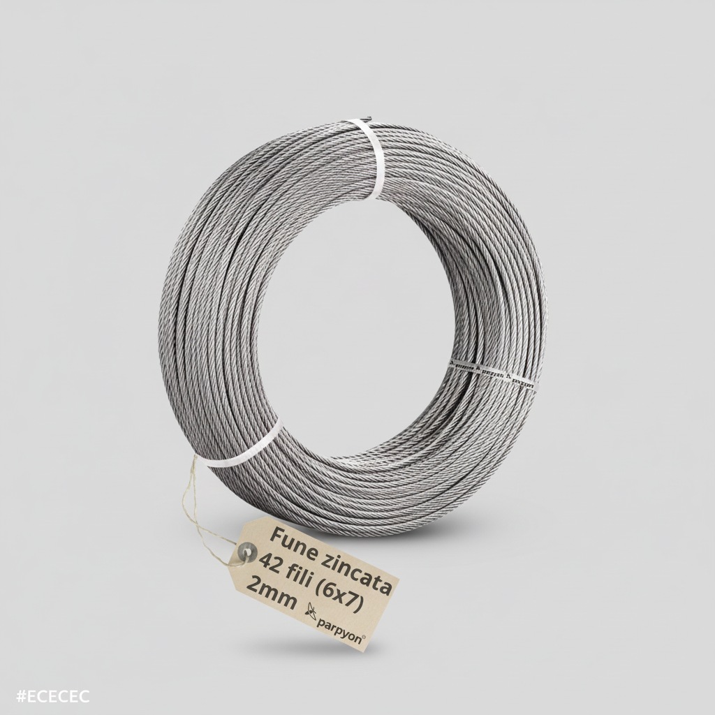 Fune Acciaio Zincato Cavo metallico 42F. d.2mm falenashop.myshopify.com