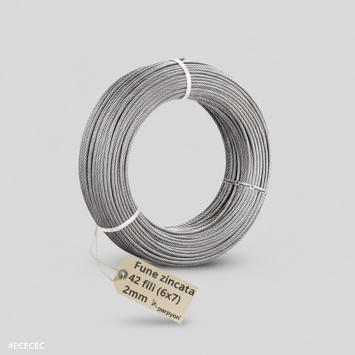 Fune Acciaio Zincato Cavo metallico 42F. d.2mm falenashop.myshopify.com