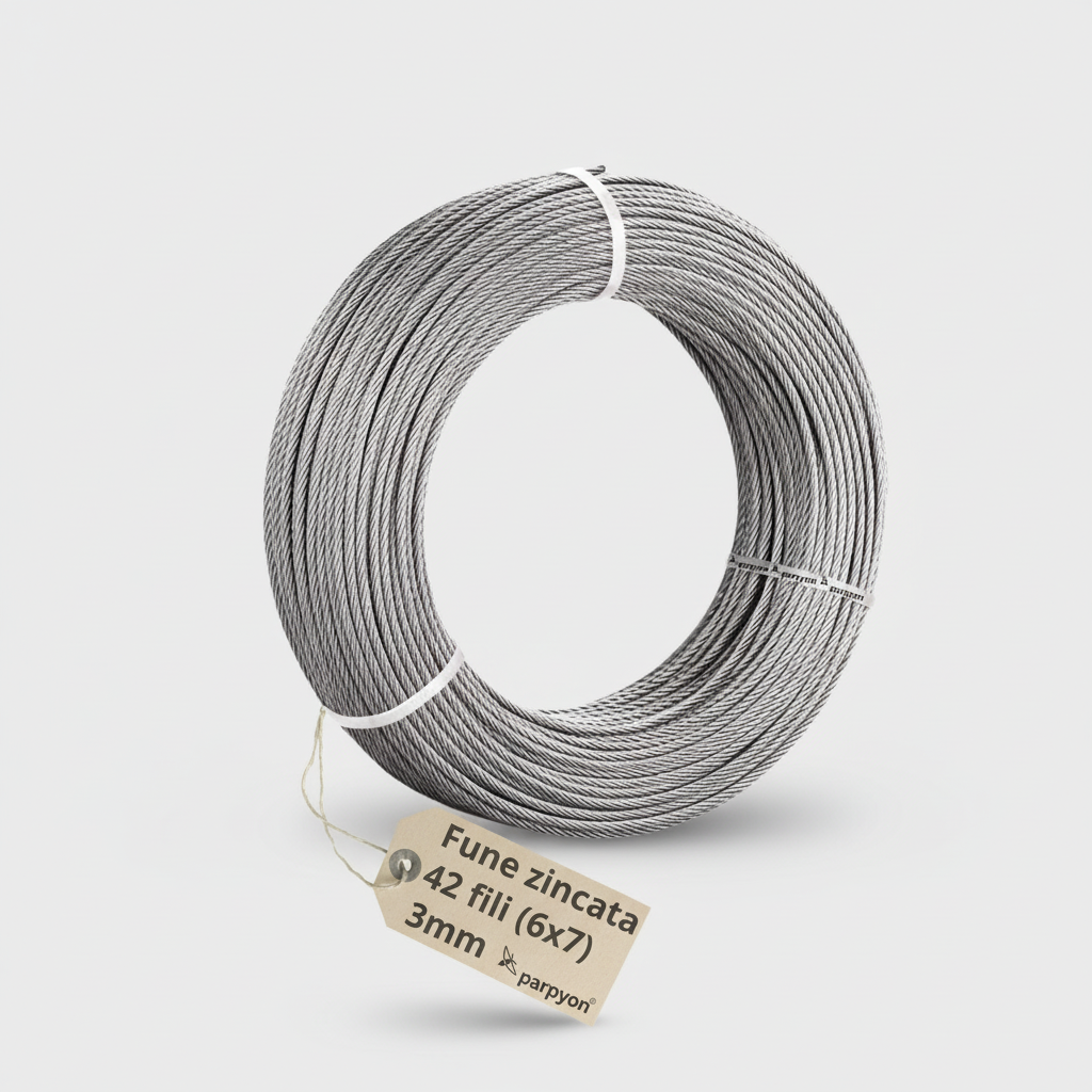 Fune Acciaio Zincato Cavo metallico 42F. d.3mm falenashop.myshopify.com