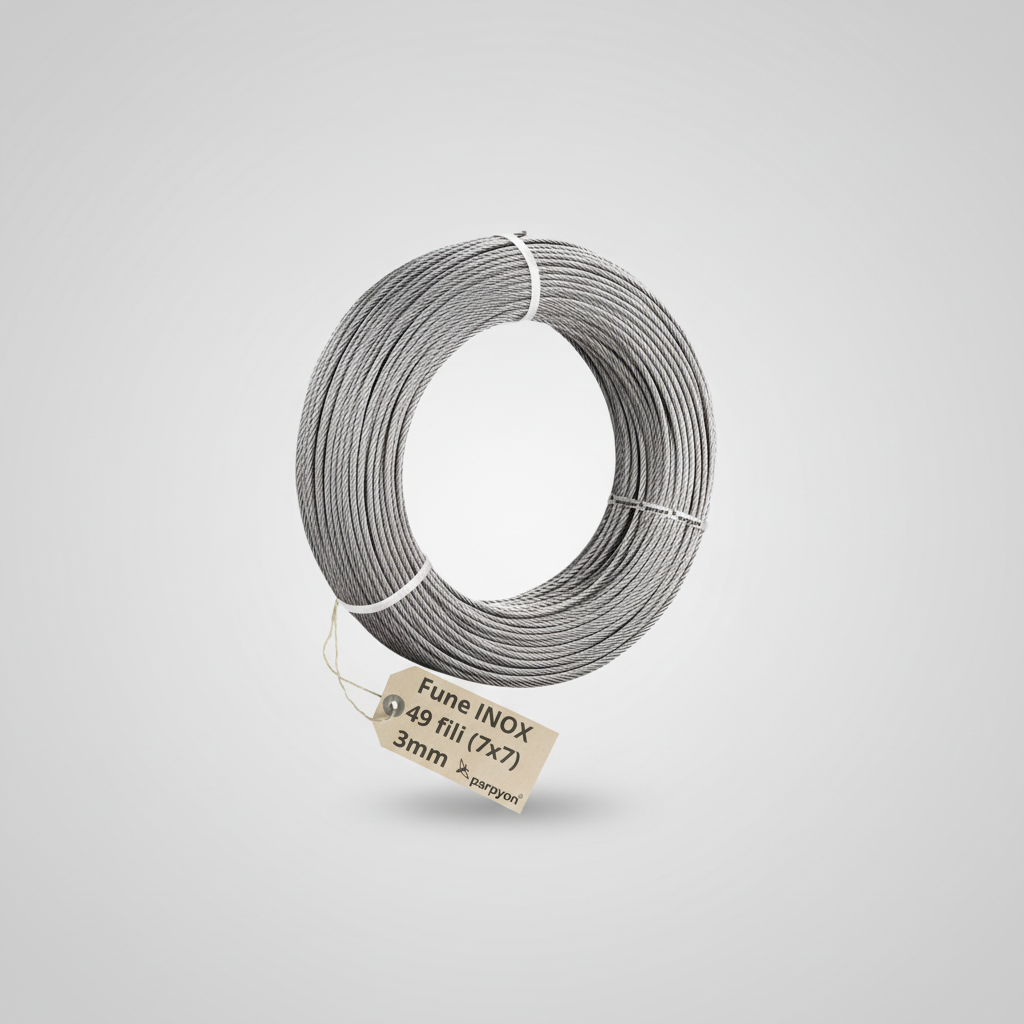 Fune Acciaio INOX AISI 316 per Esterno 49F.- D.3mm falenashop.myshopify.com