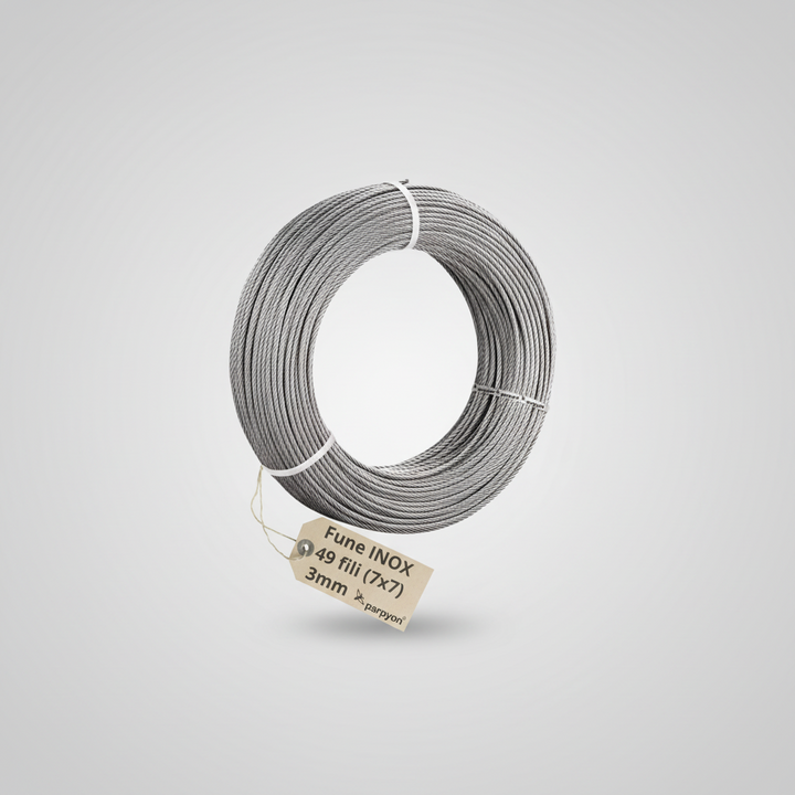 Fune Acciaio INOX AISI 316 per Esterno 49F.- D.3mm falenashop.myshopify.com